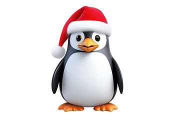 Fototapeta premium Christmas Cute Little Penguin on a white background. Generative AI