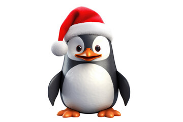 Christmas Cute Little Penguin on a white background. Generative AI