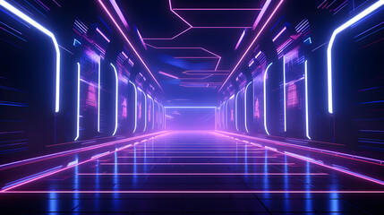 Digital cyberspace, sci-fi concept tunnel, 3d rendering. Computer digital drawing.