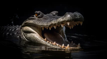 Gordijnen  freshwater crocodile in a forest environment. © artchvit