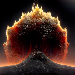A volcanic eldorado blasting inside an alveolar network A solar flare Depth immersive view Texture minimalist Melted and bubbly resin rendering Holographic and reflective surface 