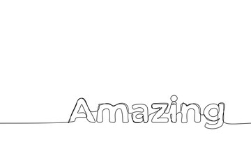 Vector handwriting word amazing. Hand drawn one continuous line.
