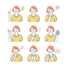 女性の表情　バリエーションセット