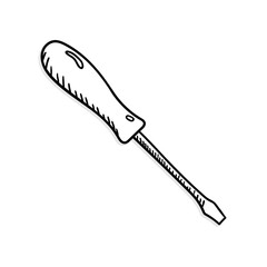 Screwdriver vector icon in doodle style. Symbol in simple design. Cartoon object hand drawn isolated on white background.