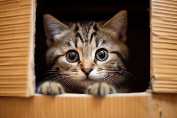cat in box. Generative Ai