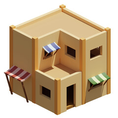 Desert House isometric. 3d rendering.