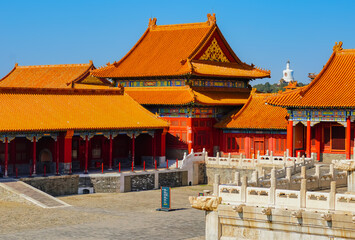 View of the Forbidden City on a sunny day in Beijing, China.  - 657834644