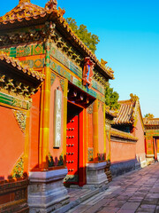 View of the Forbidden City on a sunny day in Beijing, China.  - 657835065