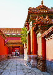 View of the Forbidden City on a sunny day in Beijing, China.  - 657835076