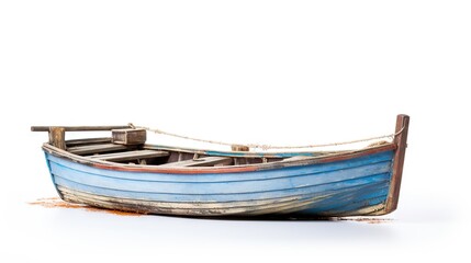 Obraz premium a small blue boat sitting on top of a white floor. generative ai