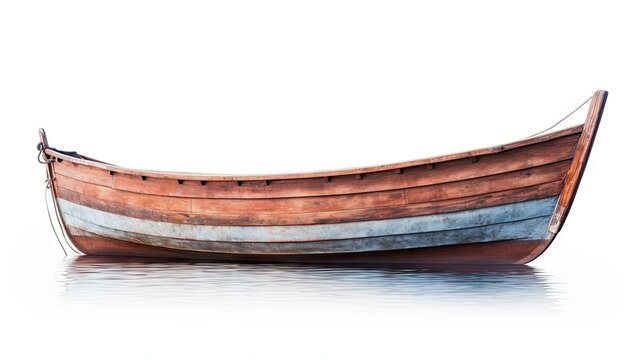  an old wooden boat sitting on top of a body of water.  generative ai
