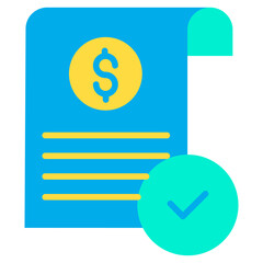 Flat Dollar document Approve icon