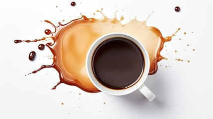  a cup of coffee with liquid pouring out of the top.  generative ai