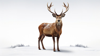 Naklejka na ściany i meble Male nature forest winter wild season wildlife landscape mammal animal deer buck
