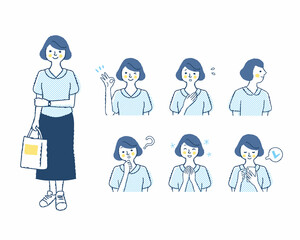 女性の表情　バリエーションセット