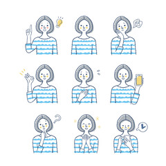 女性の表情　バリエーションセット