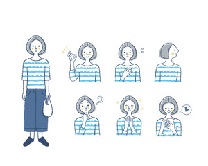 女性の表情　バリエーションセット