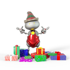 santa helper bot is ready for christmas time and full of gifts and presents