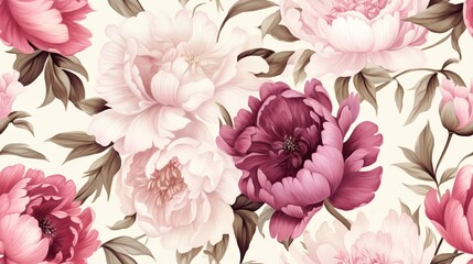  a bunch of flowers that are on a white background with pink and red flowers.  generative ai