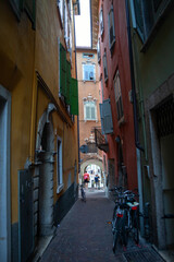 Fototapeta na wymiar Street view from city Riva del Garda, Lombardy, Italy 