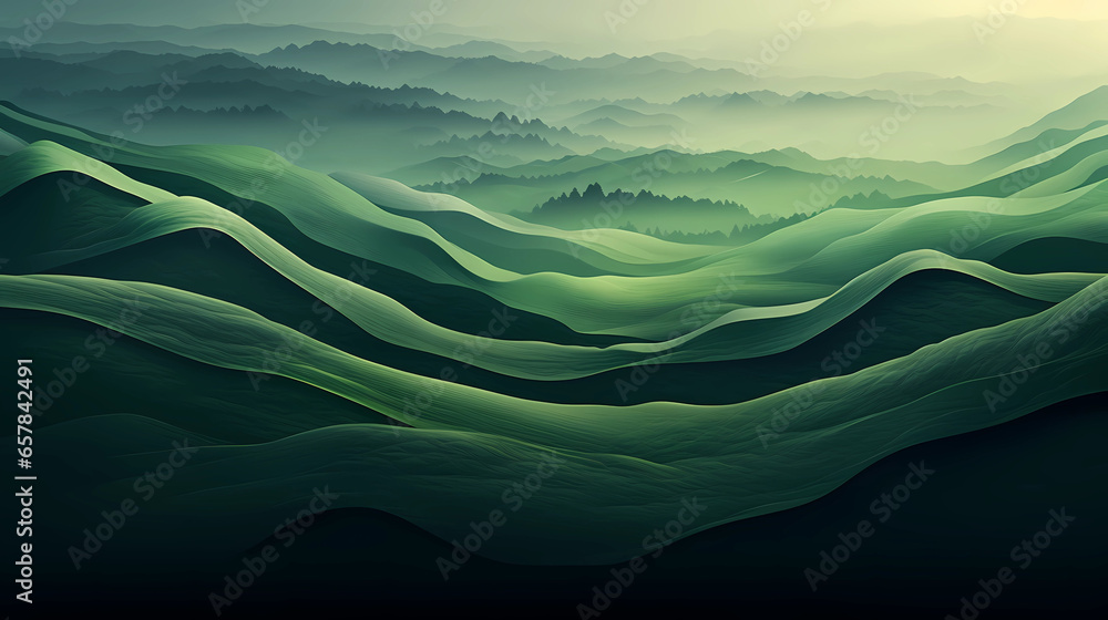 Wall mural abstract green waves, background for wallpaper, wallpaper, green sustainable energy concept