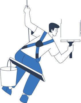 window cleaner blue uniform working clip art preview