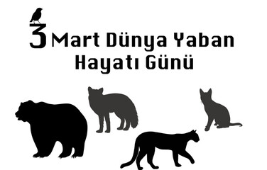 3 Mart Dünya Yaban Hayatı Günü template design text translate: March 3 World Wildlife Day