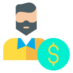 Flat Business Man Profit icon