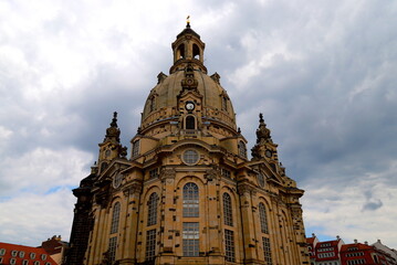 Fototapeta na wymiar Frauenkirche - Church of Our Lady - Old Lutheran church in baroque style, Dresden Saxony Germany