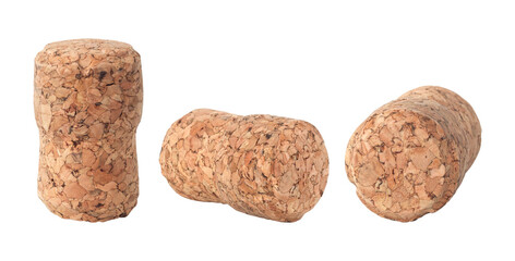 set champagne bottle cork isolated from background	
