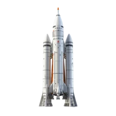 Foto op Canvas Space rocket on a light transparent background. PNG file. Generative AI © michalsen