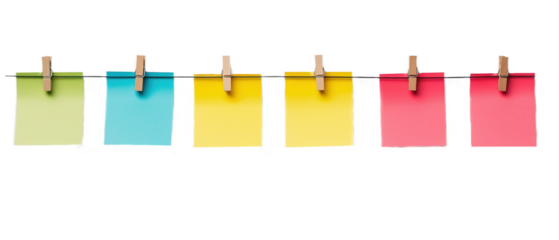 blank note papers on clothesline