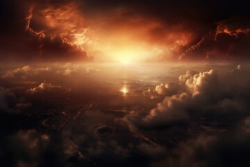 Obraz premium A beautiful image capturing a sunset over the ocean. Perfect for use in travel brochures, inspirational quotes, or as a background for websites and social media posts.