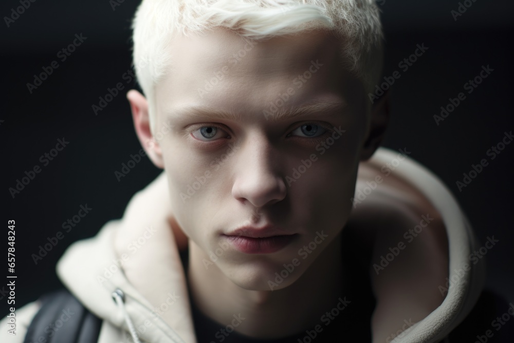Aufkleber a close-up shot of a person wearing a hoodie. this versatile image can be used to convey themes of a