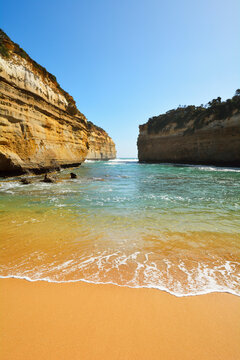 Sea Bay with Sandy Beach, Loch Ard Gorge, Port Campbell National Park, Great Ocean Road, Victoria, Australia