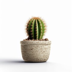 Cute cactus plants in pot image white background AI Generated art