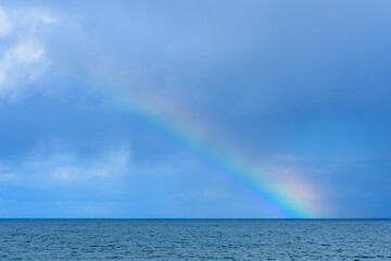 Rainbow over the North Atlantic Ocean at Mallaig in Scotland, United Kingdom