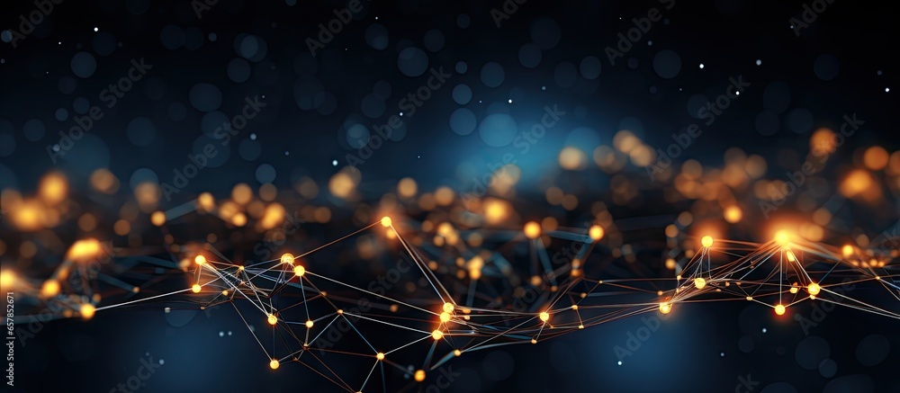 Poster technological background with connected dots and lines utilizing big data and