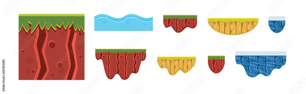Poster soil layers and different game platform vector set