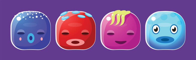 Funny Colorful Square Faces for Game Design Vector Set