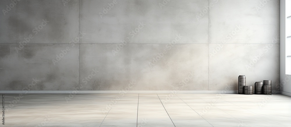 Wall mural Product display with background of concrete wall and stone flooring