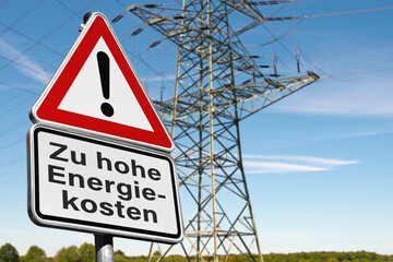 Warnschild, Achtung, zu hohe Energiekosten!