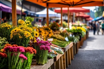 Fototapeta na wymiar Flowers in market in the city 