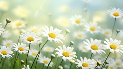 a peaceful meadow filled with delicate daisies, their pristine white petals creating a carpet of purity