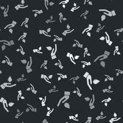Grey Washing hands with soap icon isolated seamless pattern on black background. Washing hands with soap to prevent virus and bacteria. Vector.