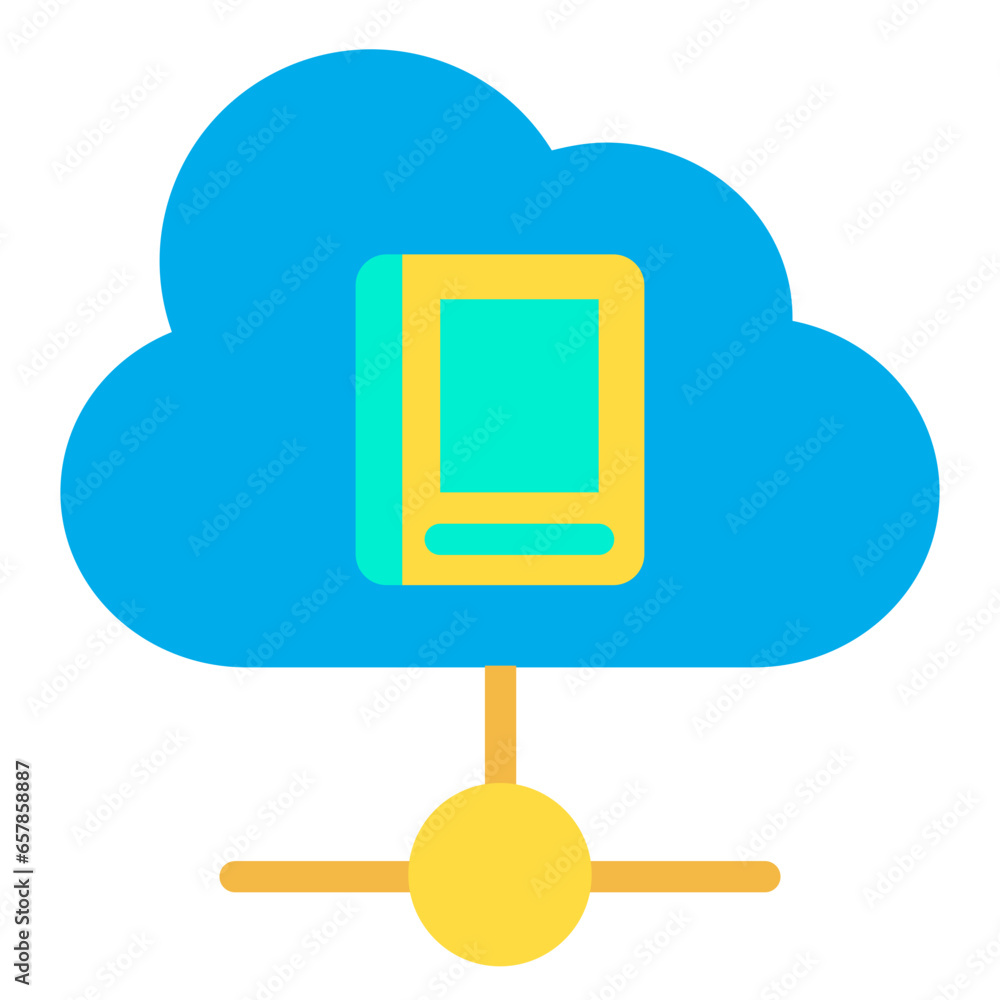 Sticker flat cloud book icon