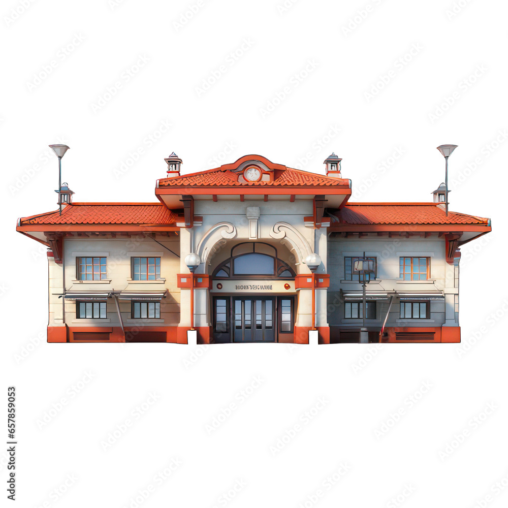 Poster modern train station building created with generative ai