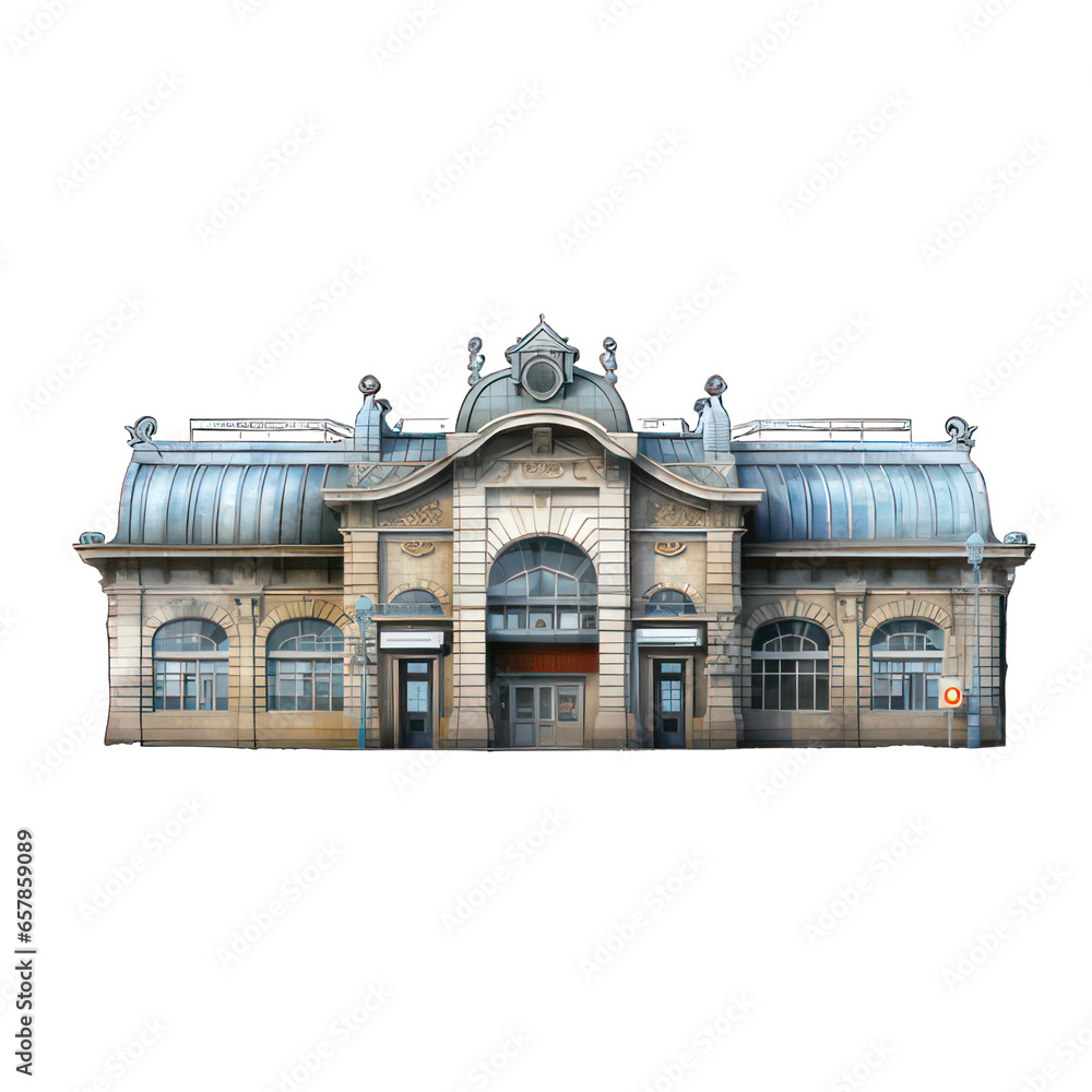 Poster modern train station building created with generative ai