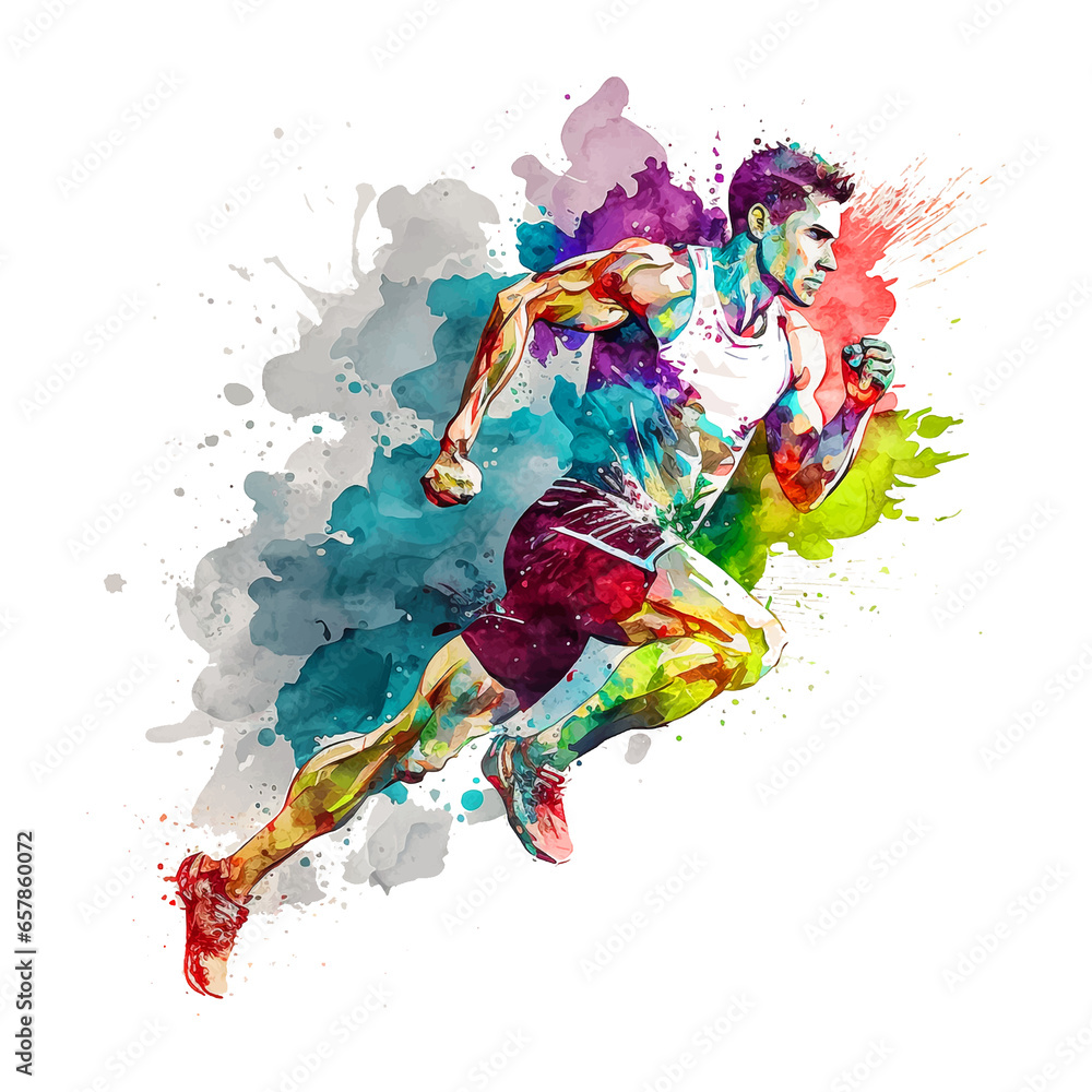 Wall mural Running athlete hand painted vector ilustration