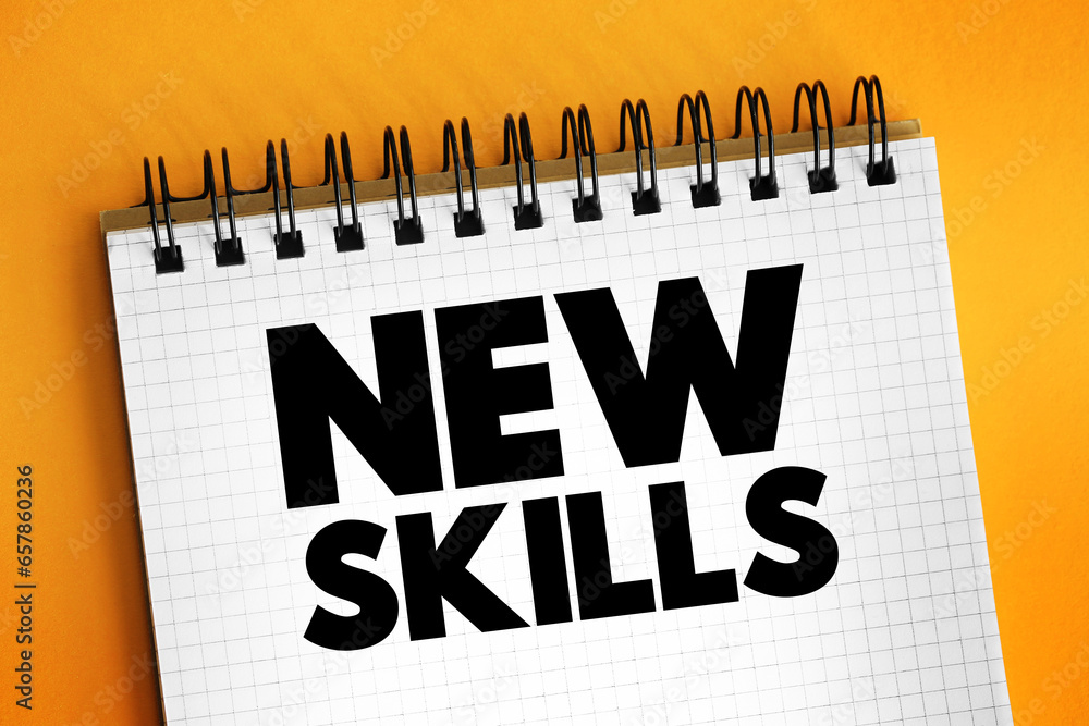 Poster new skills text concept for presentations and reports